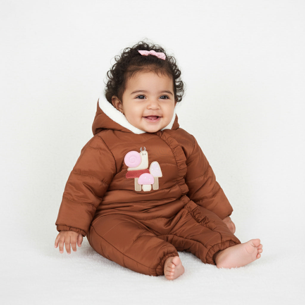 Snail & Mushroom Embroidered Snowsuit