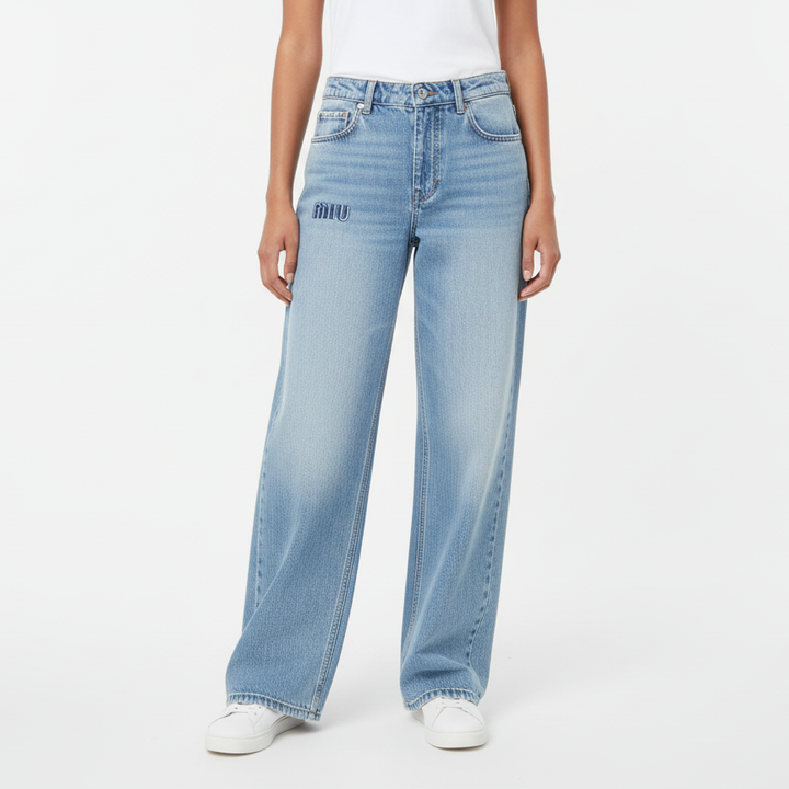 Miu Miu Logo Wide-Leg Jeans