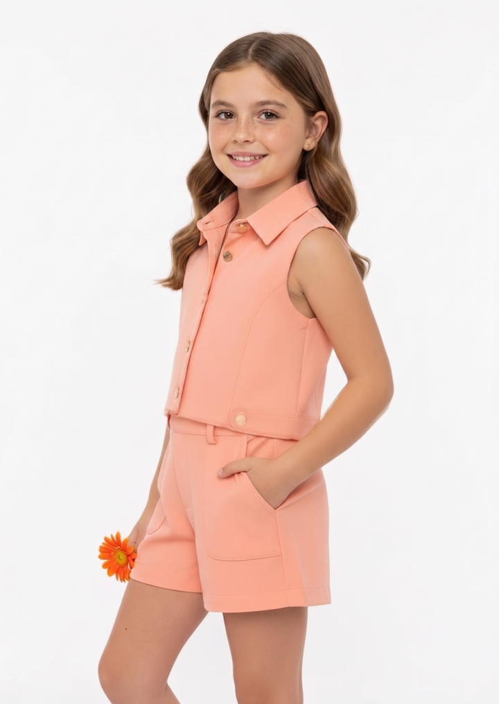 Kids' Chic Cropped Vest and Shorts Set
