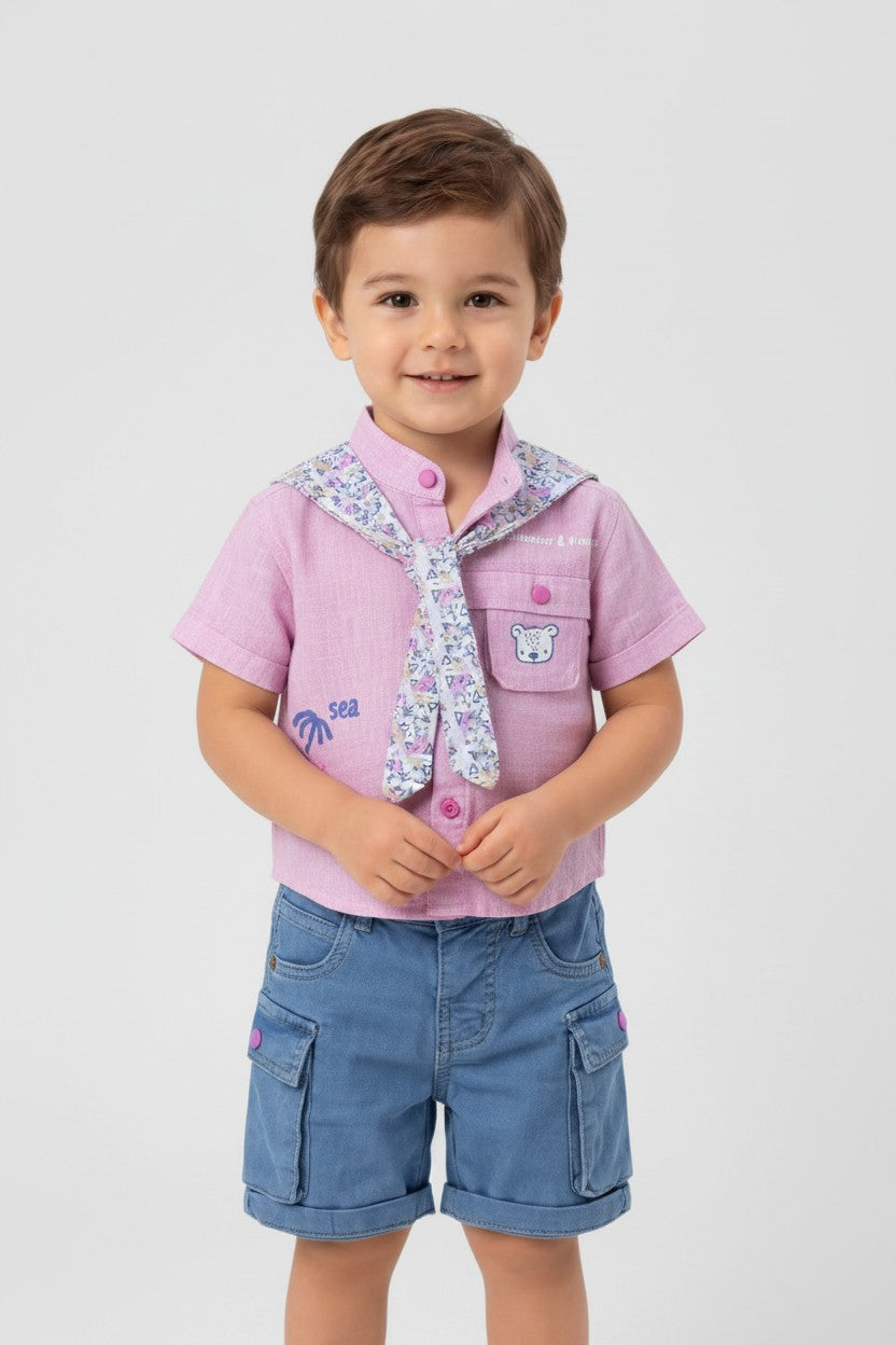 Toddler Playful Graphic Button-Up Shirt
