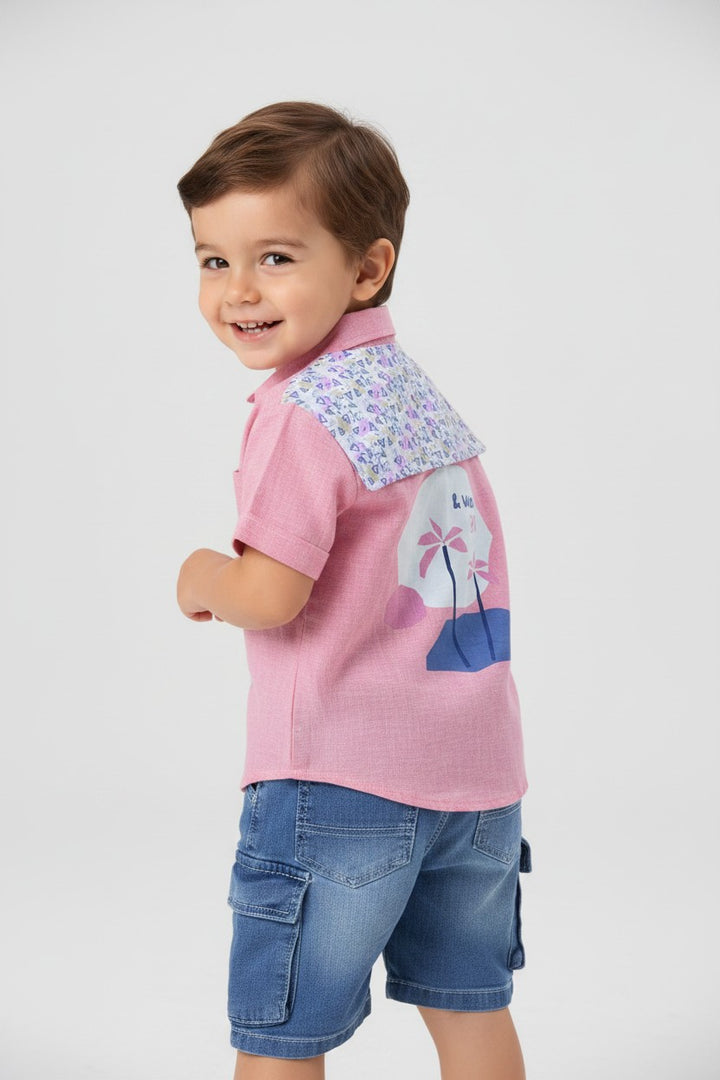 Toddler Playful Graphic Button-Up Shirt