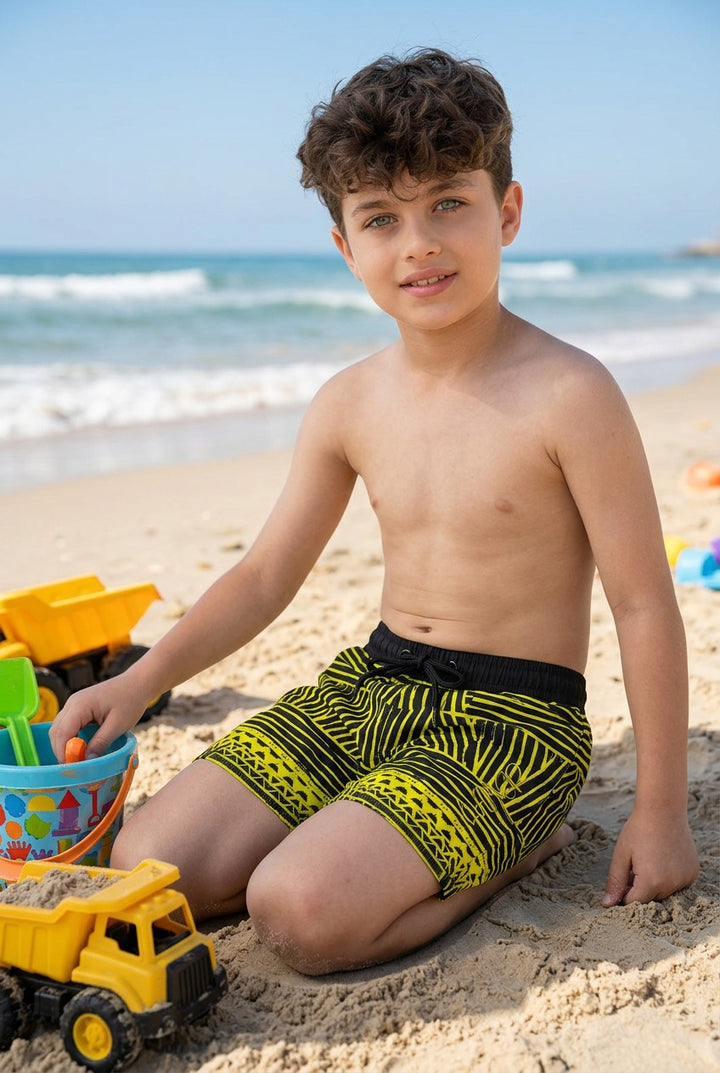 Boys' Neon Graphic Quick-Dry Swim Shorts