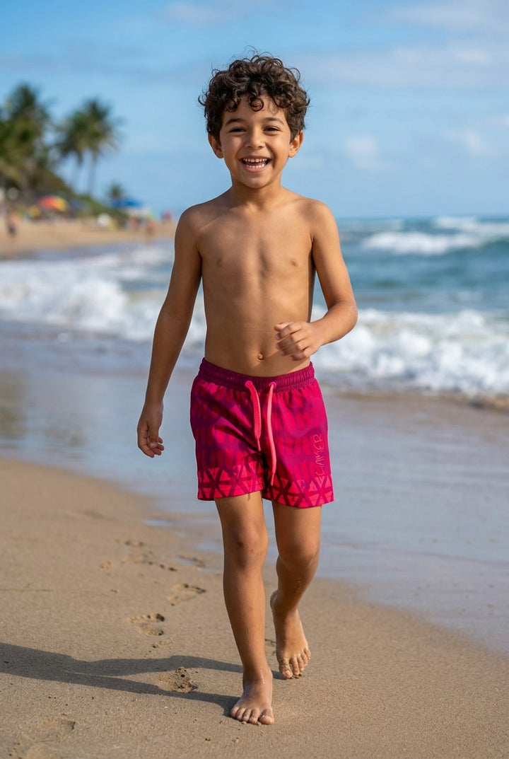 Boys' Neon Graphic Quick-Dry Swim Shorts