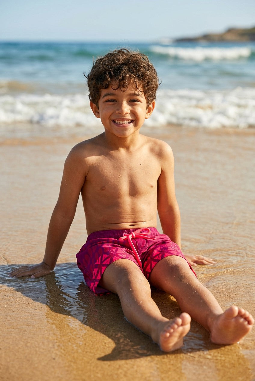 Boys' Neon Graphic Quick-Dry Swim Shorts