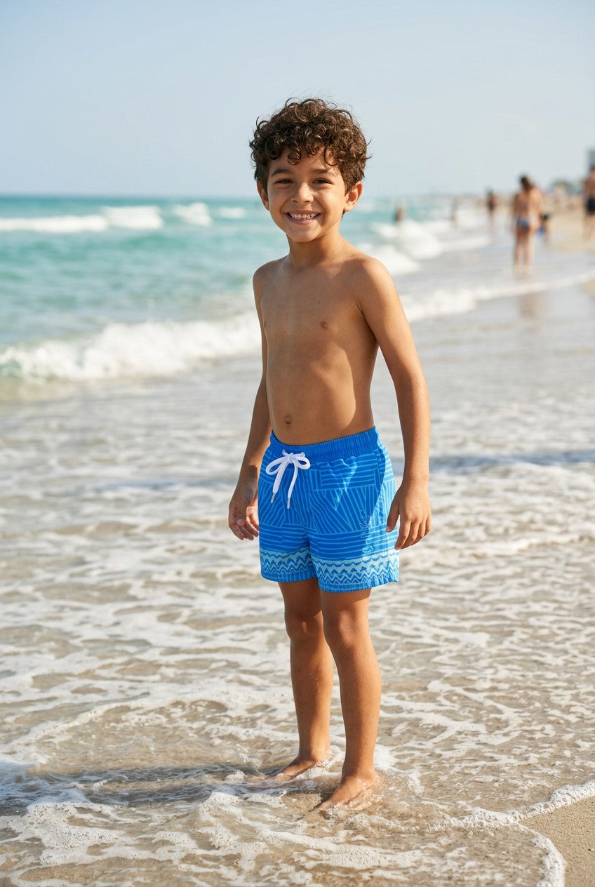 Boys' Neon Graphic Quick-Dry Swim Shorts