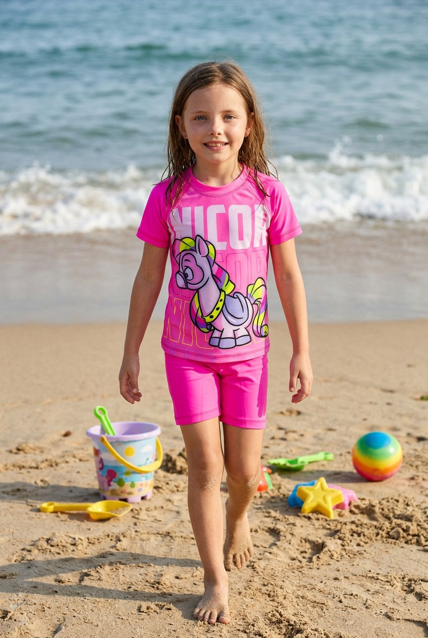 Magic & Fairytale Girls' Short-Sleeve Swim Set