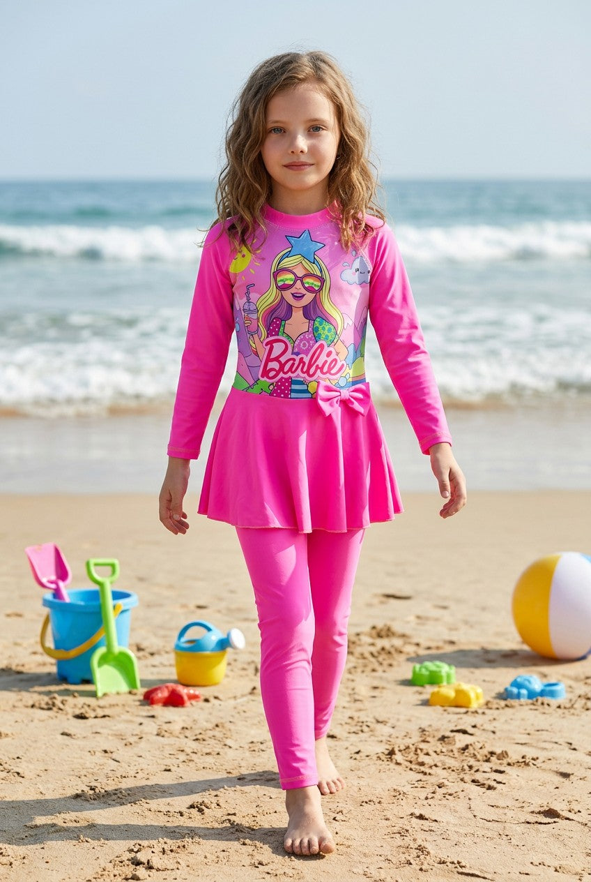 Kids' Full-Coverage Cartoon Character Rash Guard Swimwear Set