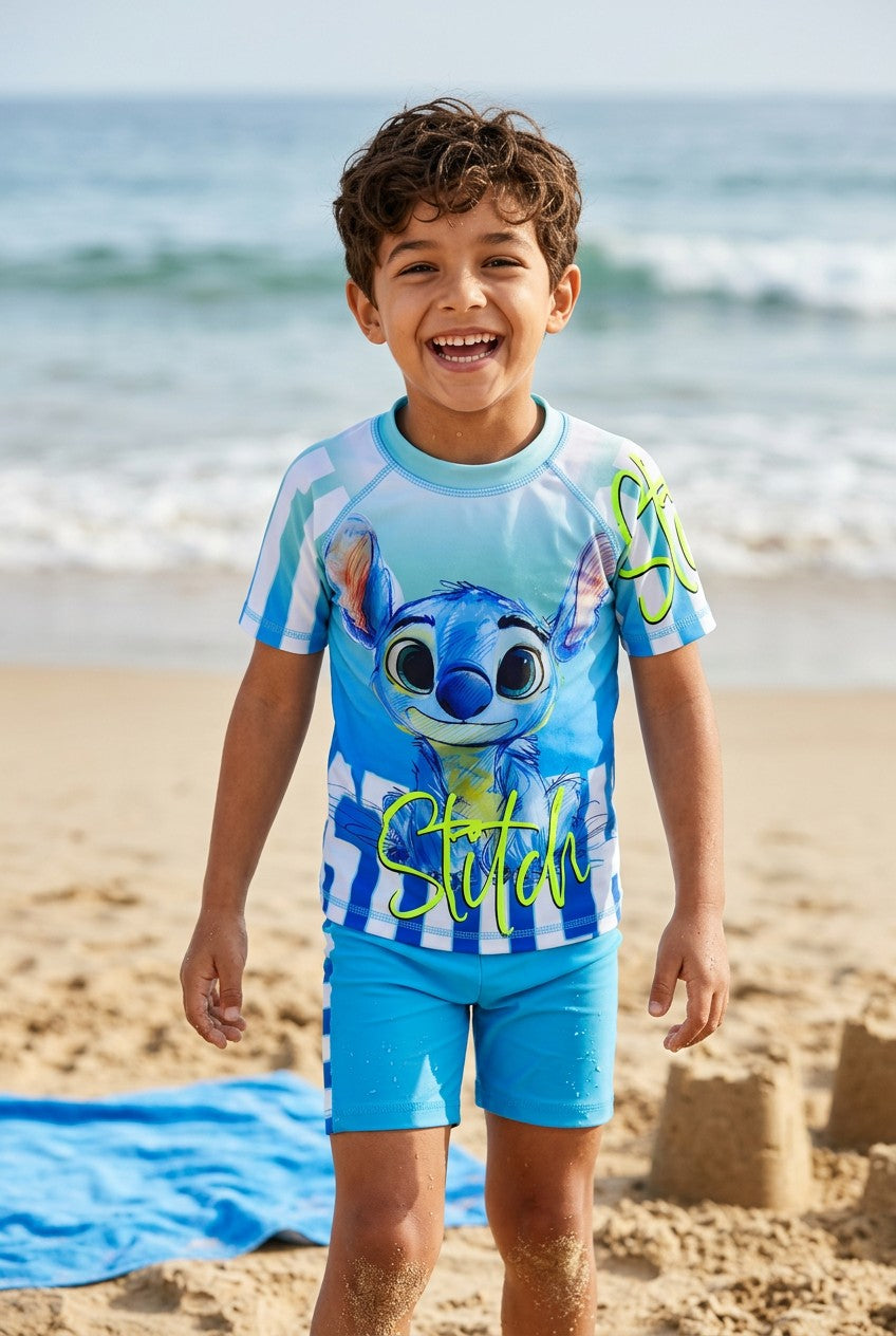 Boys' Cartoon Character Rash Guard & Swim Shorts Set