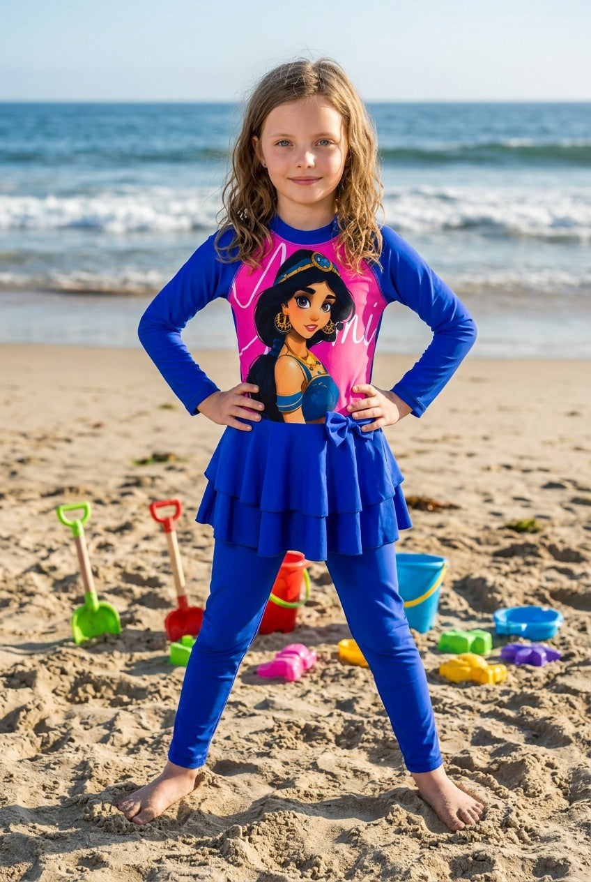Kids' Full-Coverage Cartoon Character Rash Guard Swimwear Set