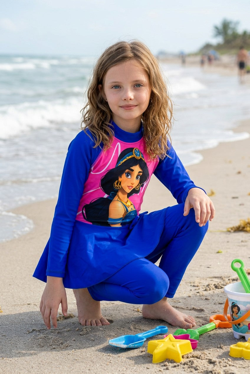 Kids' Full-Coverage Cartoon Character Rash Guard Swimwear Set