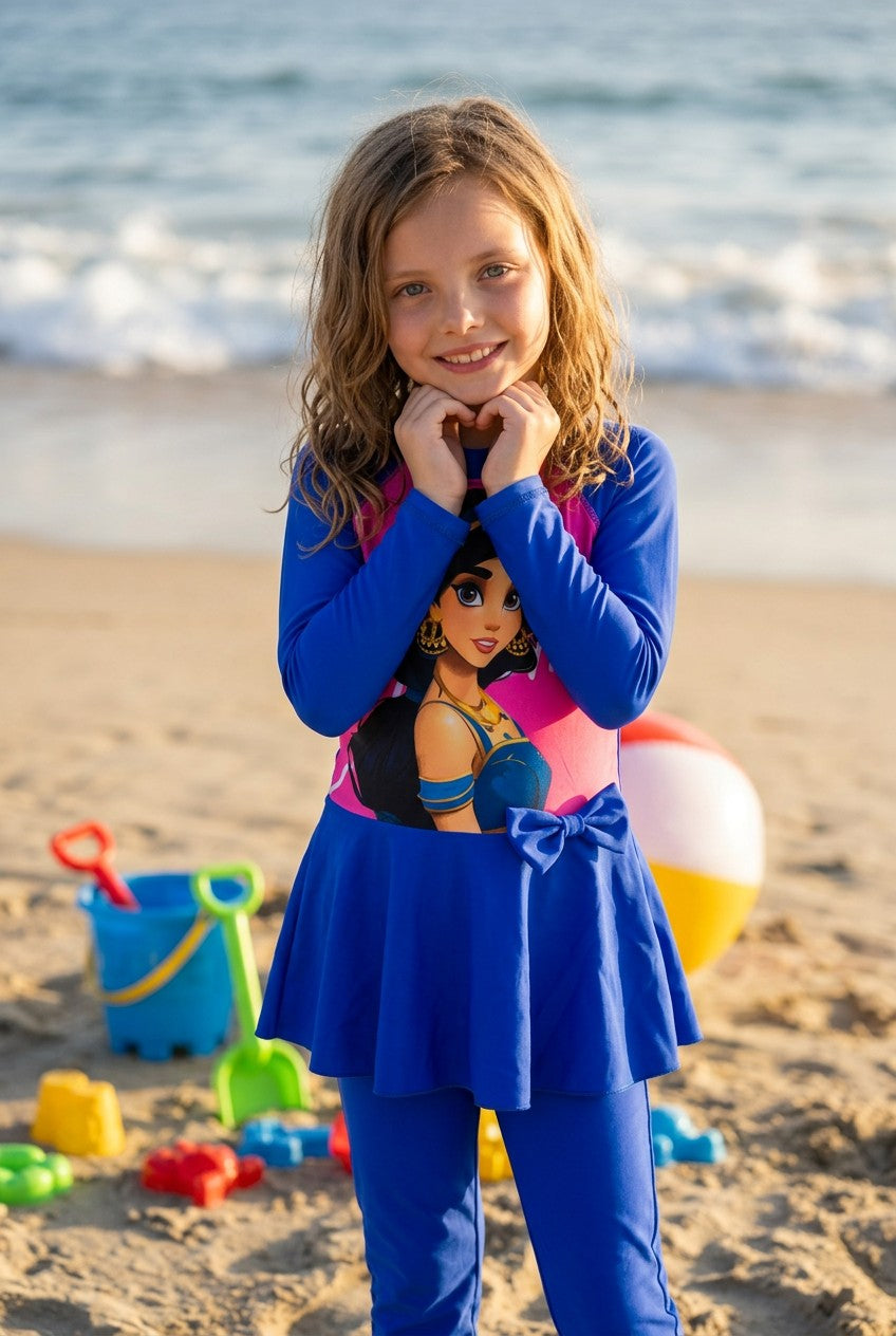 Kids' Full-Coverage Cartoon Character Rash Guard Swimwear Set