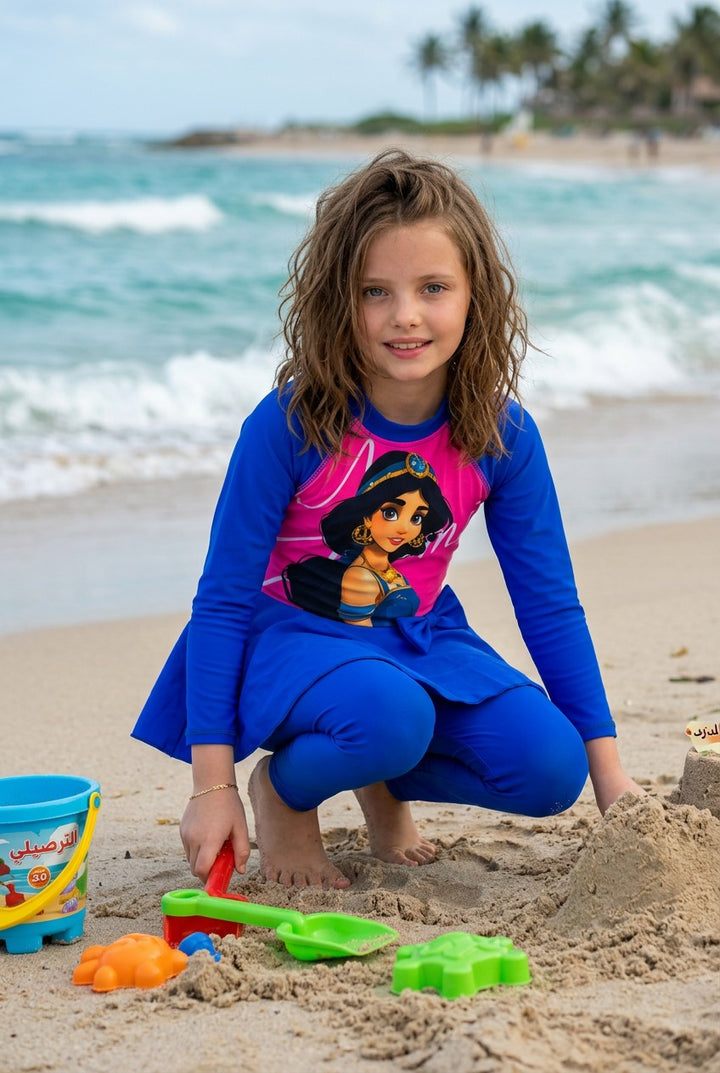 Kids' Full-Coverage Cartoon Character Rash Guard Swimwear Set