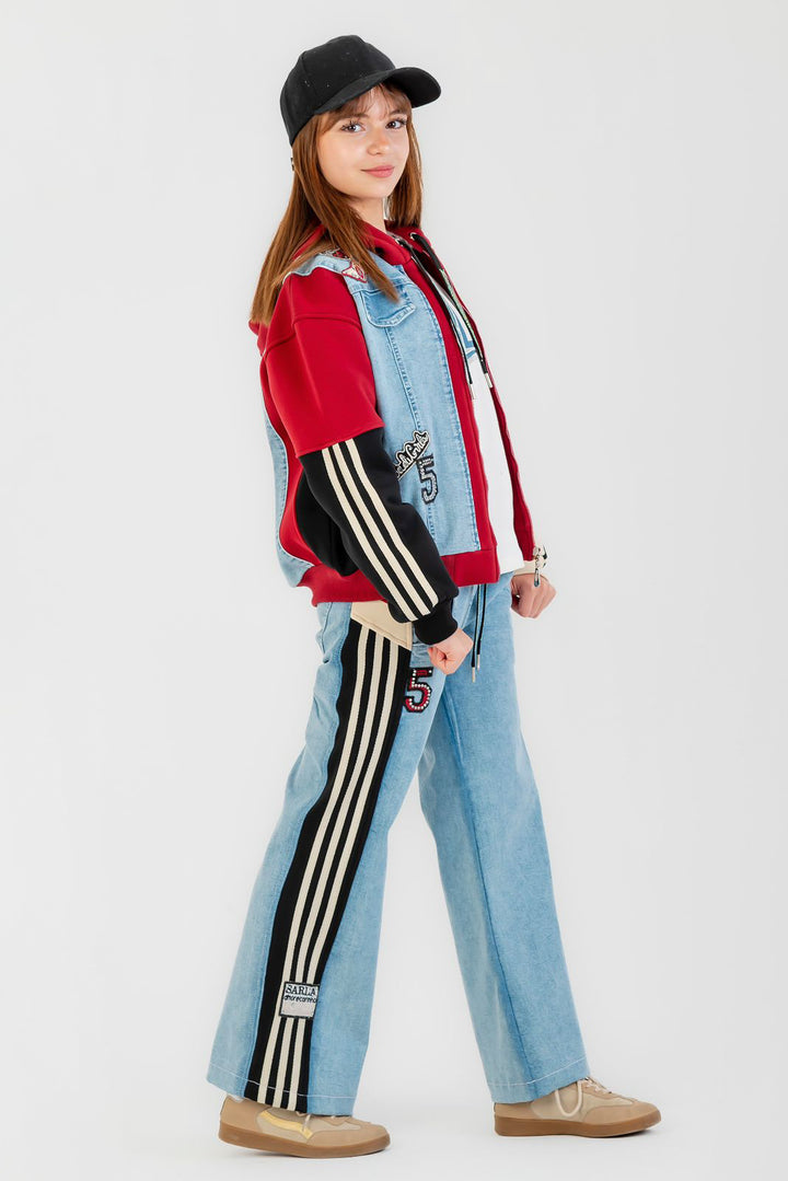 Varsity Denim Patchwork Set