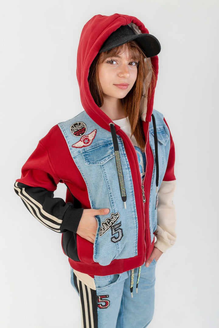 Varsity Denim Patchwork Set