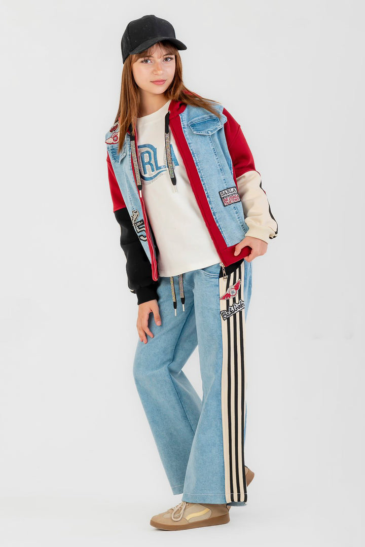 Varsity Denim Patchwork Set