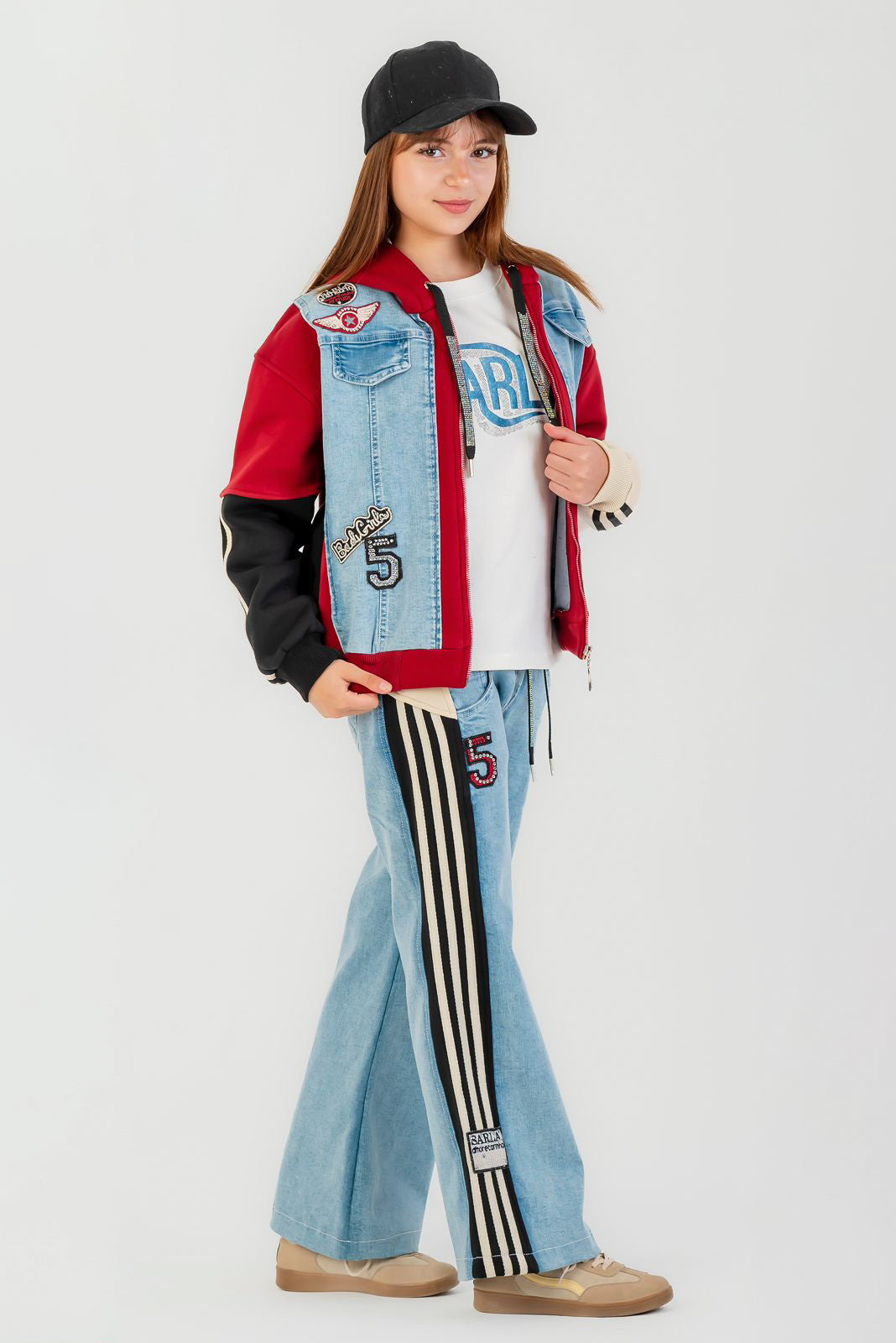 Varsity Denim Patchwork Set