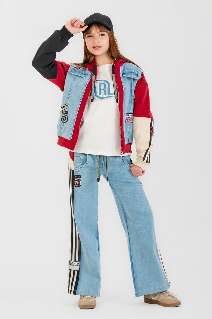 Varsity Denim Patchwork Set