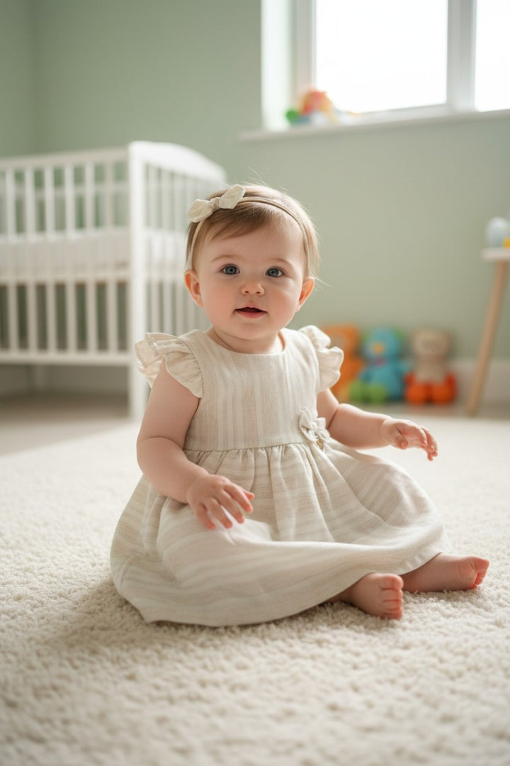 Sweet Linen Whisper Ruffle Dress