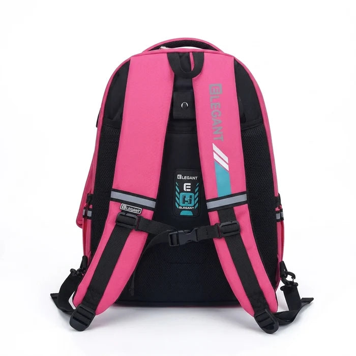 Elegant Multi-Compartment School Backpack with Hanging Pencil Case & USB Charging Port