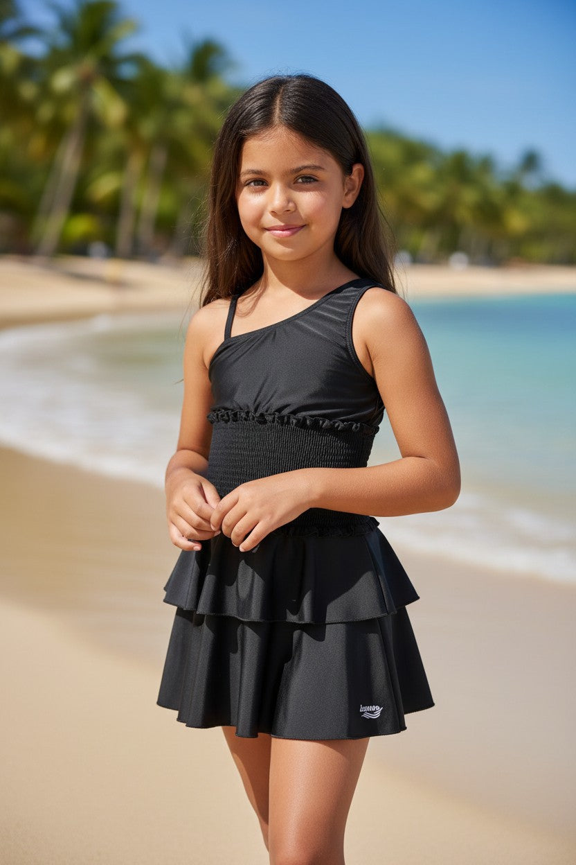 Toddler & Girls' Smocked Tiered Skirted Swimsuit