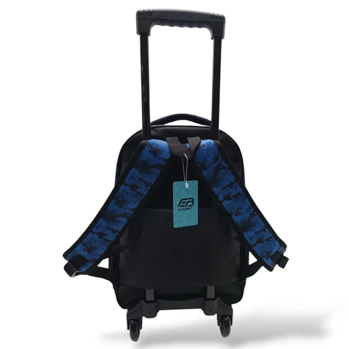 Boys Cool Bear Blue Camouflage 4-Piece Trolley School Bag Set