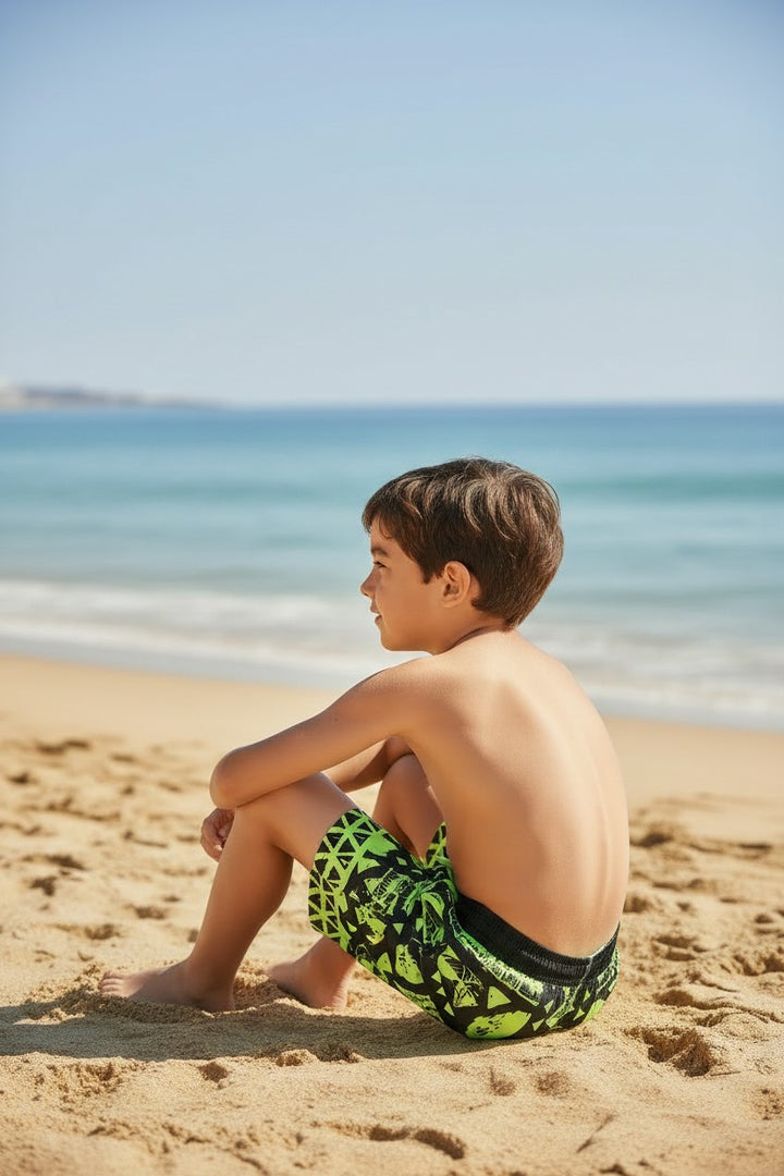 Electric Lime Tribal Swim Shorts