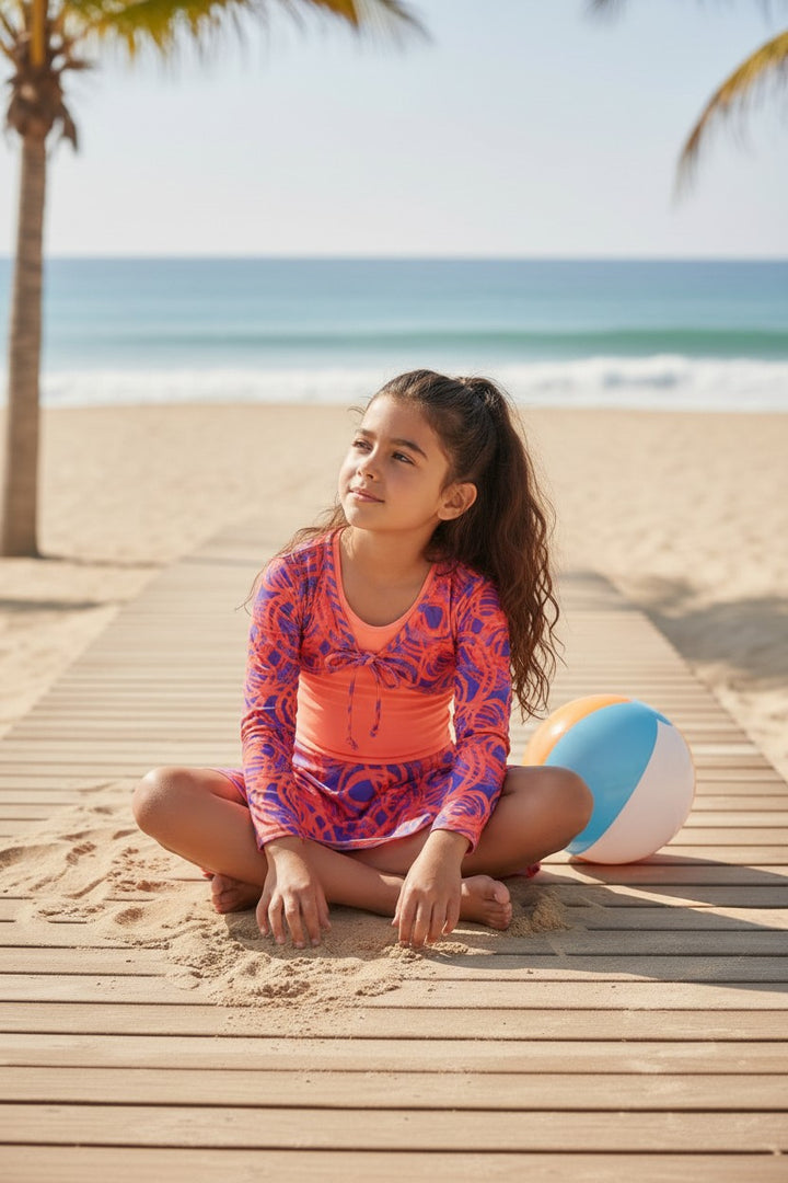 Girls' Long Sleeve Shrug & Swim Dress 2-Piece Set