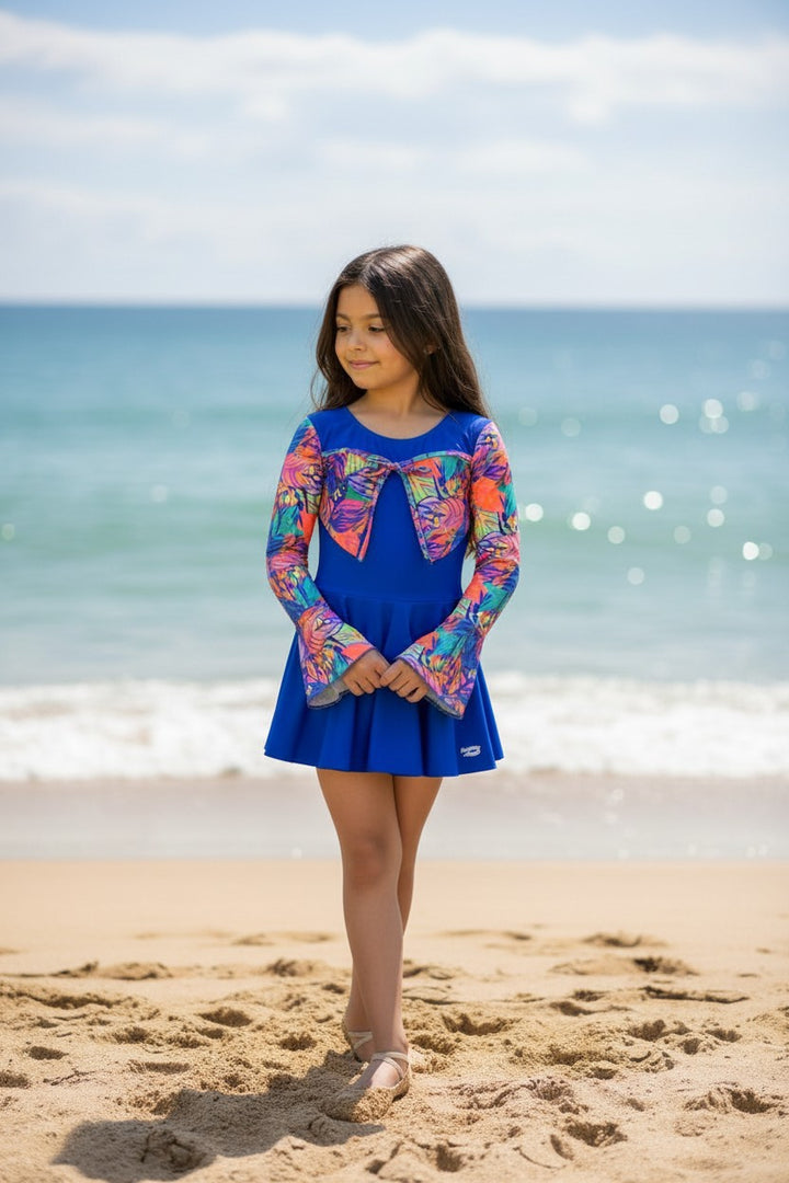 Kids' Full Coverage Long Sleeve Swimsuit with Attached Skirt