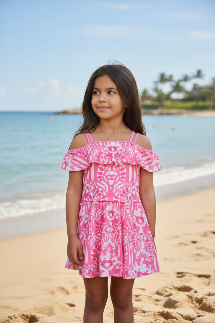 Girls' Vibrant Floral Print Skirted Swimsuit