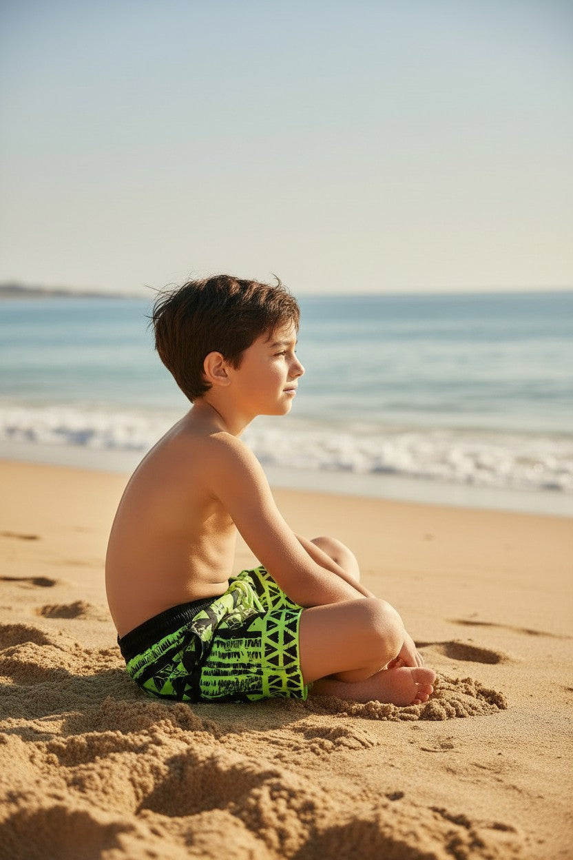 Electric Lime Tribal Swim Shorts