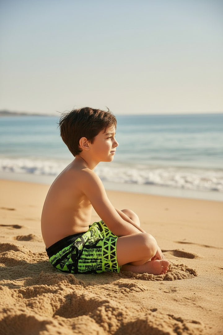 Electric Lime Tribal Swim Shorts