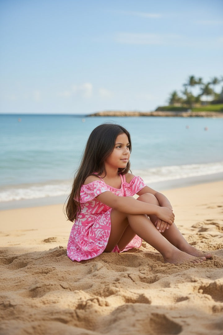 Girls' Vibrant Floral Print Skirted Swimsuit