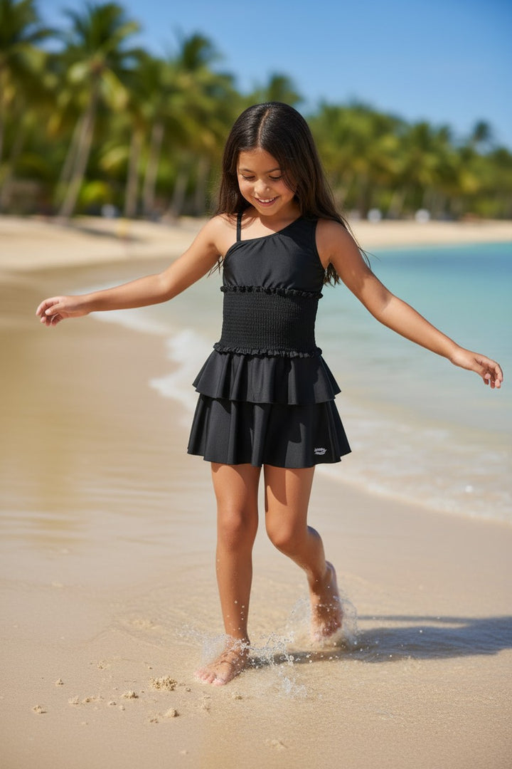 Toddler & Girls' Smocked Tiered Skirted Swimsuit