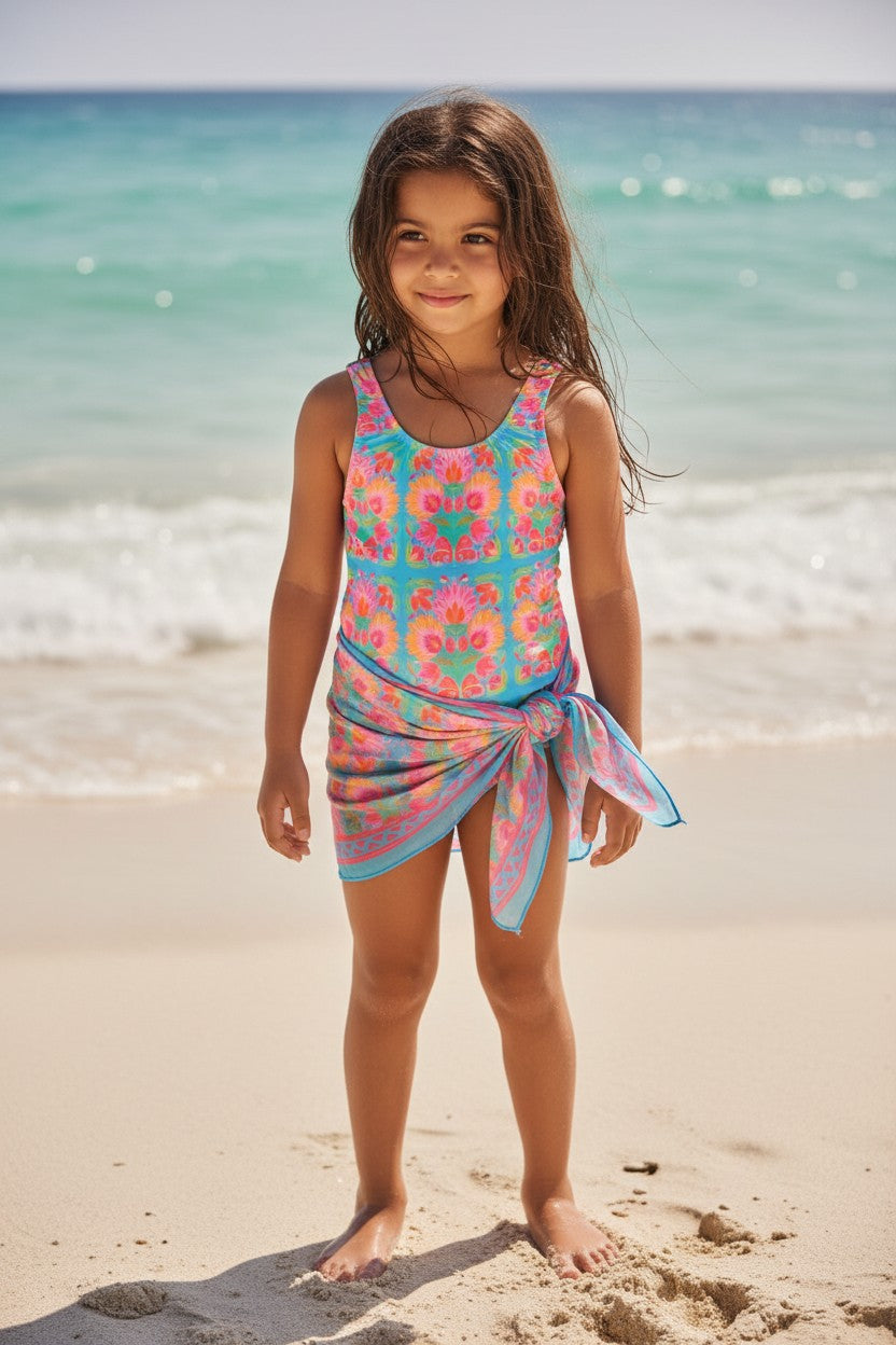 Girls' Sarong-Tie One-Piece Swimsuit