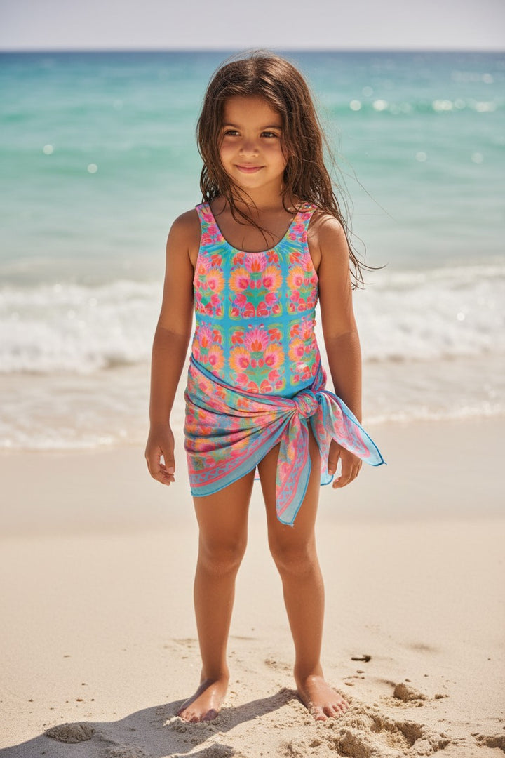 Girls' Sarong-Tie One-Piece Swimsuit