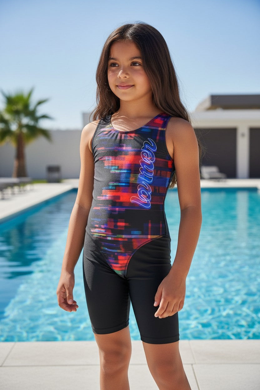 Girls' Sporty Boyleg One-Piece Swimsuit
