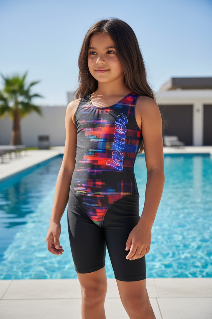 Girls' Sporty Boyleg One-Piece Swimsuit