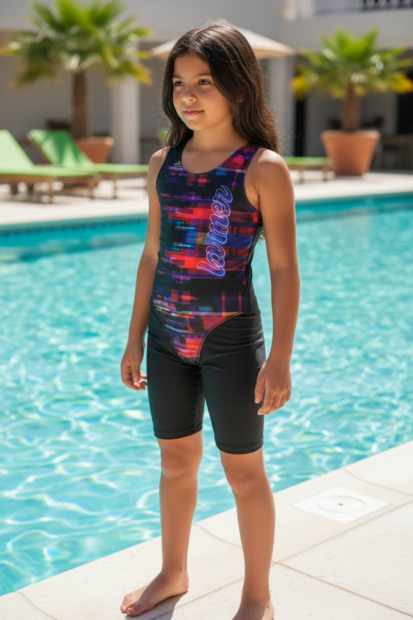 Girls' Sporty Boyleg One-Piece Swimsuit