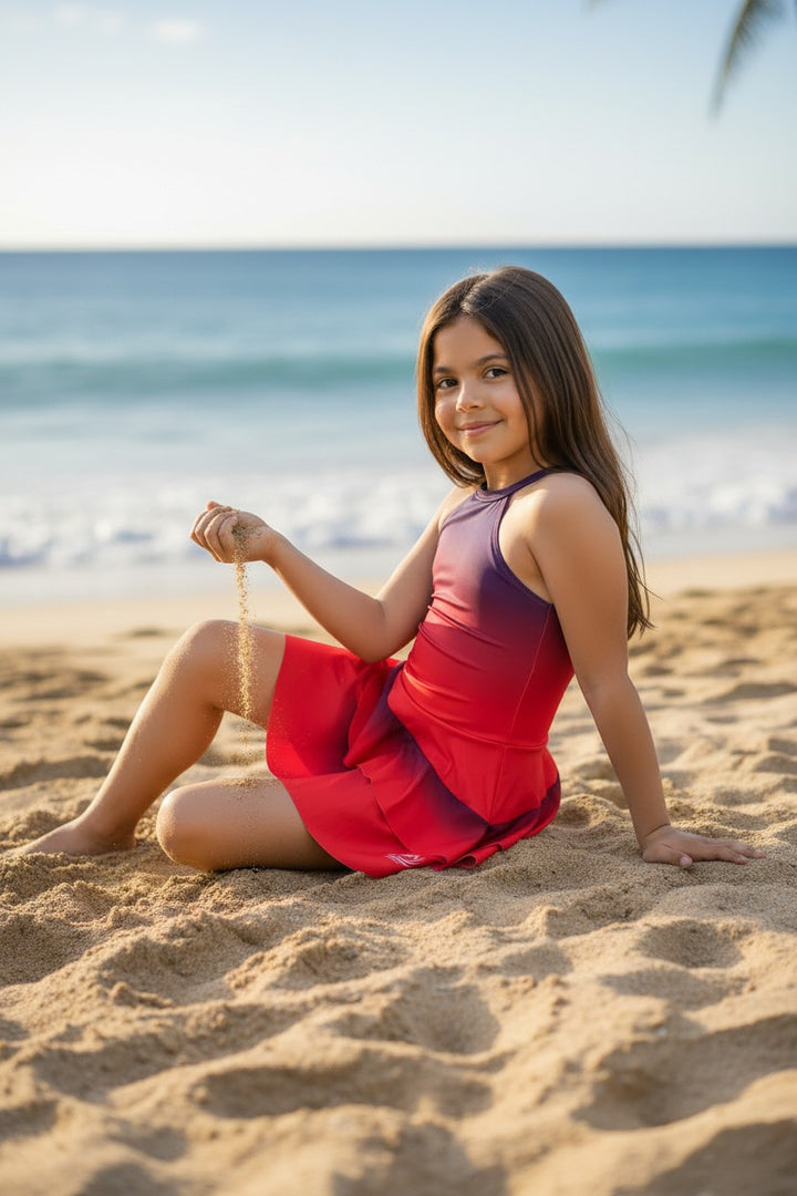 Girls' Halter Neck Tiered Ruffle Swim Dress