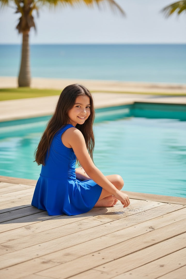 Girls' Wrap-Front Skirted One-Piece Swim Dress