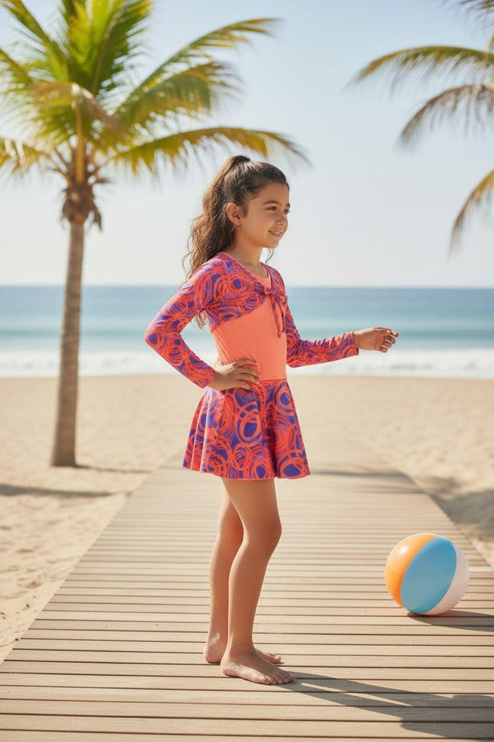 Girls' Long Sleeve Shrug & Swim Dress 2-Piece Set