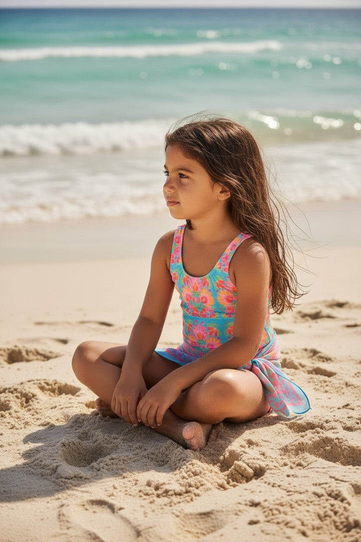 Girls' Sarong-Tie One-Piece Swimsuit