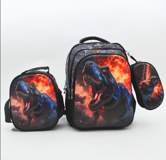 Fiery T-Rex 3-Piece School Backpack Set