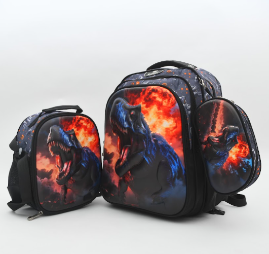 Fiery T-Rex 3-Piece School Backpack Set