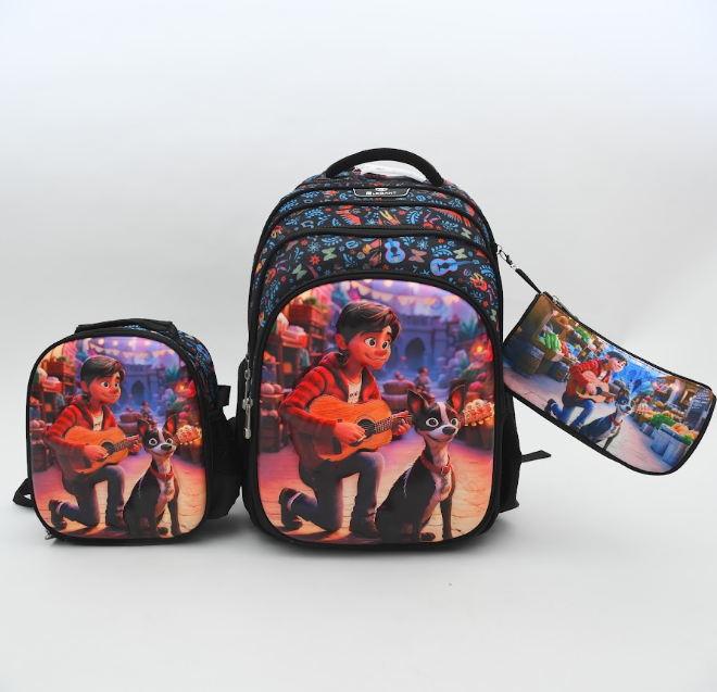 3-in-1 Musical Boy & Dog School Bag Set – Backpack, Lunch Bag & Pencil Case