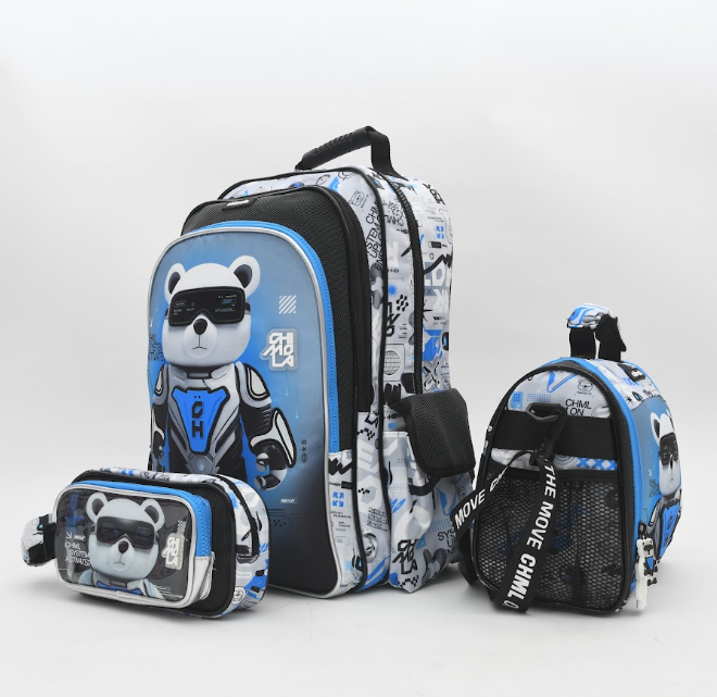 Robo Bear Futuristic 3-Piece Kids School Backpack Set