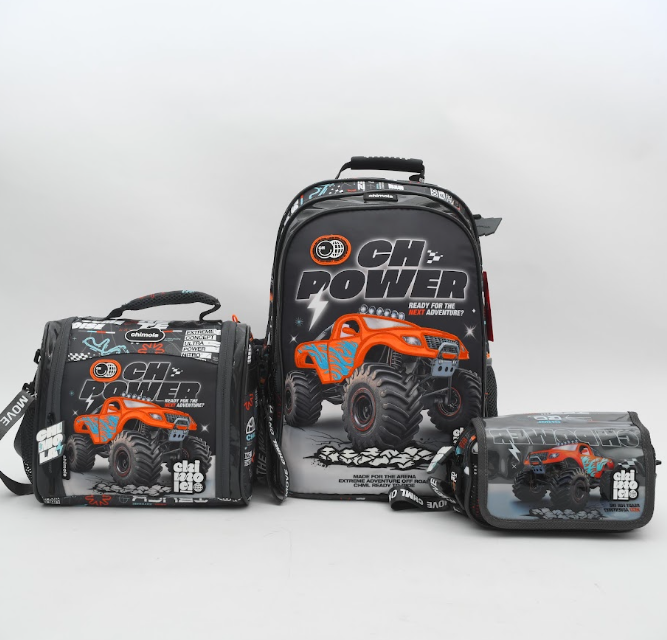 3-in-1 Monster Truck School Bag Set – Backpack, Lunch Bag & Pencil Case