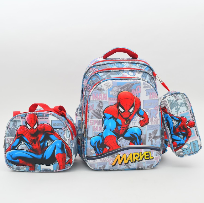 Spider-Man Retro Comic Book 3-Piece Kids School Backpack Set