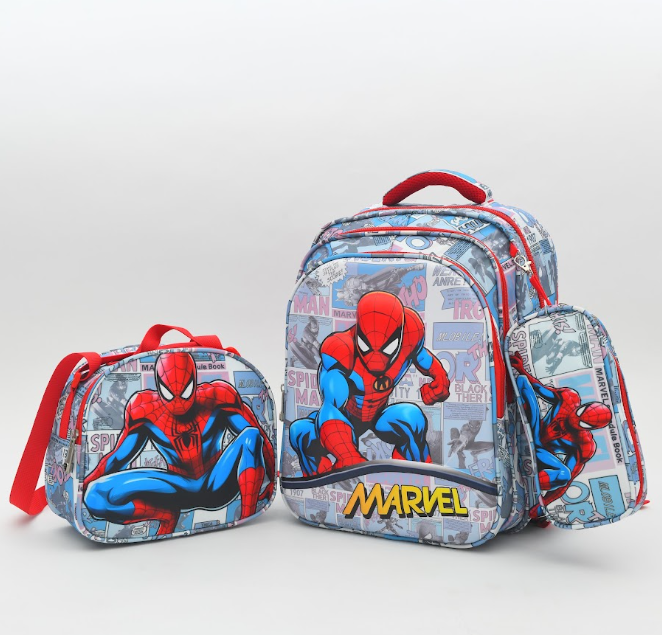 Spider-Man Retro Comic Book 3-Piece Kids School Backpack Set
