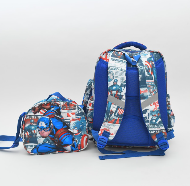 3-in-1 Captain America Hero School Bag Set – Backpack, Lunch Bag & Pencil Case